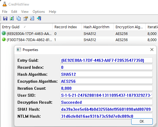 CredHistView Passwords Hashes Show