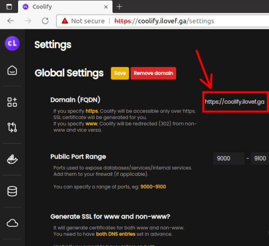 Coolify Add Domain