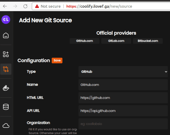 Coolify Add Git Source