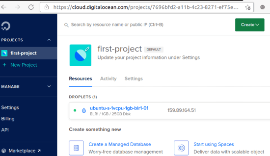 DigitalOcean Create a Droplet