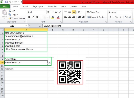 Excel Sheet with Google Chart API