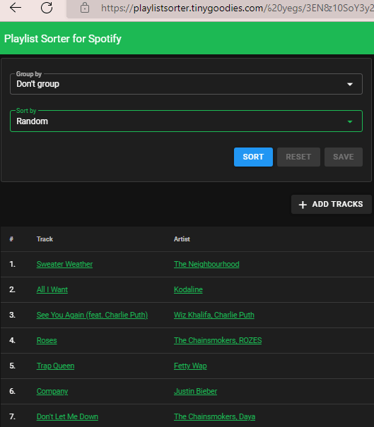 Playlist Sorter Tiny Goodies