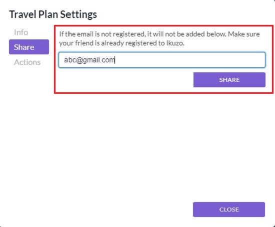 Share travel plans