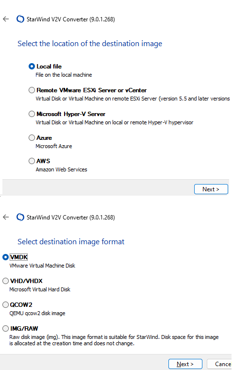 StarWind V2V Converter Output VMDK