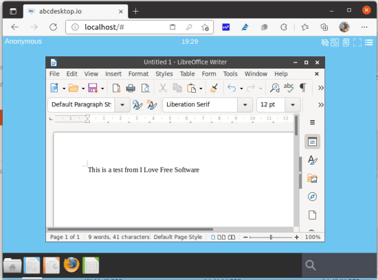 abcdesktop word processor