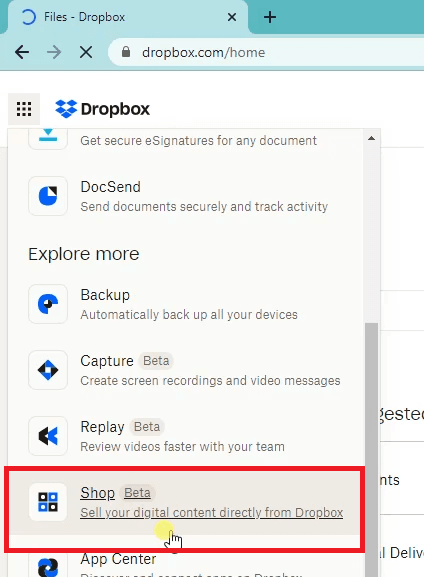 dropbox shop beta