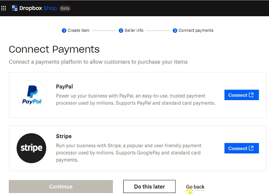 dropbox shop payment method