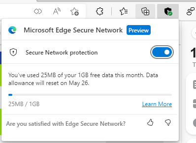 Microsoft Edge Secure Network Bandwidth