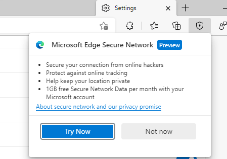 Microsoft Edge Secure Network