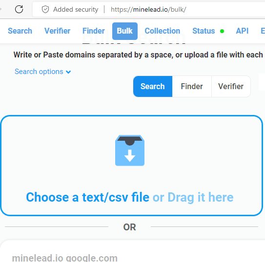 Minelead Bulk Email Search and verifer tool