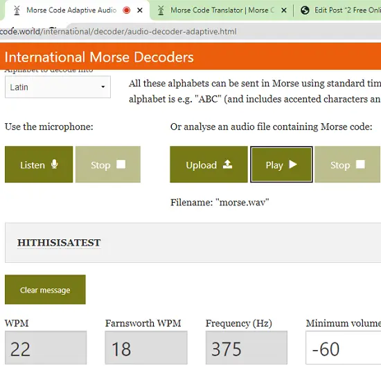 Morse Code Adaptive Audio Decoder