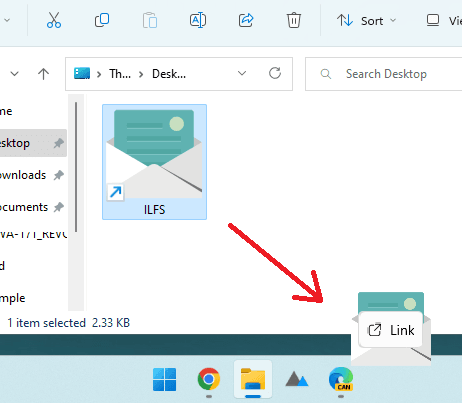 Pin Outlook Notification to Taskbar