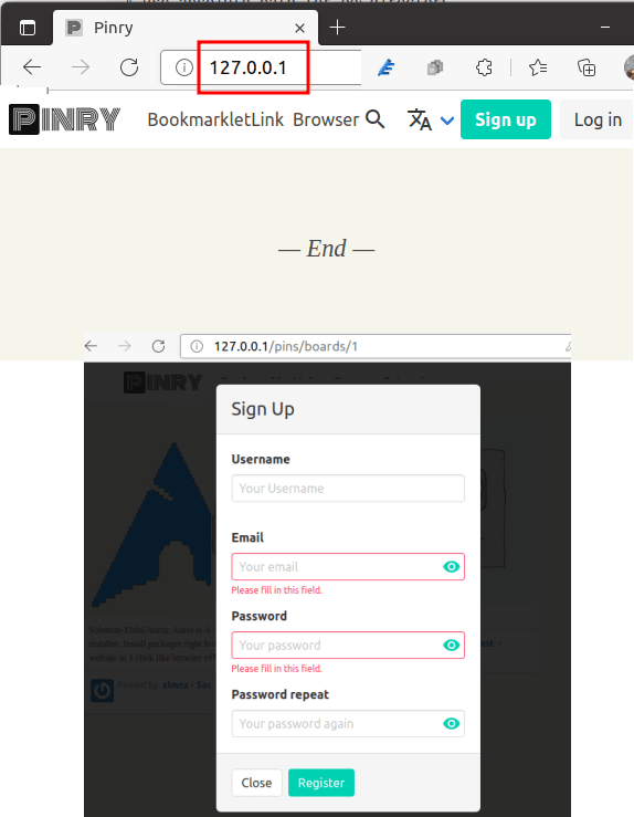 Pinry Running on Localhost