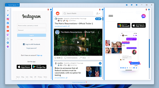 Software to Open Social Media Apps Side by Side in Single Window