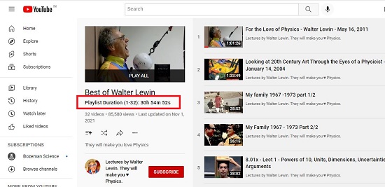 YouTube playlist duration 2