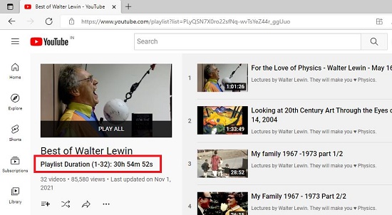 YouTube playlist duration 4