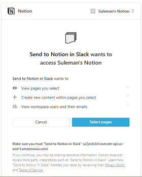 Authorize slack to notion with Notion