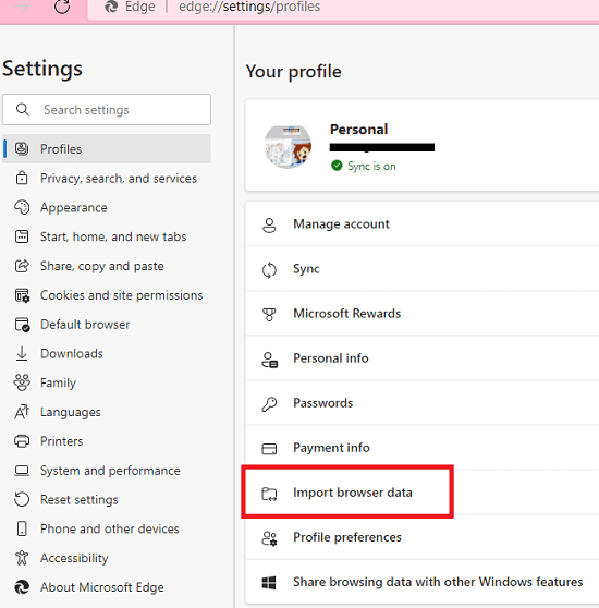 Edge Import Browser Data