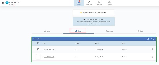 Fax Plus Dashboard