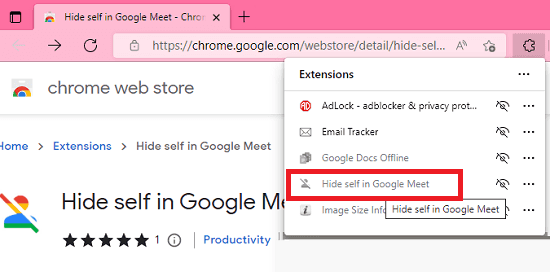 Hide Self in Google Meet