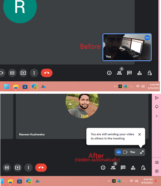 How to Automatically Hide Yourself in Video Call in Google Meet