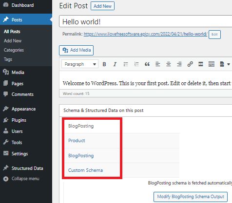 How to Automatically apply different structured Schema to Different Pages on WordPress