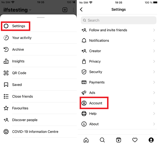 Instagram Account Settings