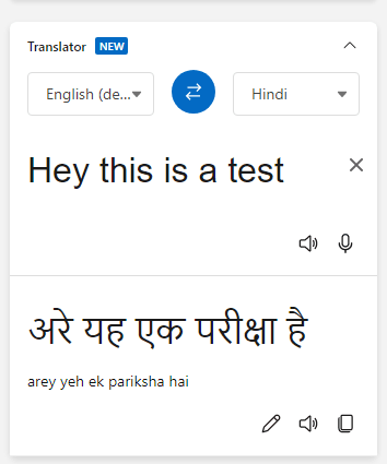 Microsoft Edge Built in Translator