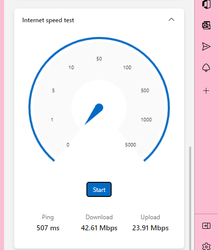 Microsoft Edge Internet Speed test