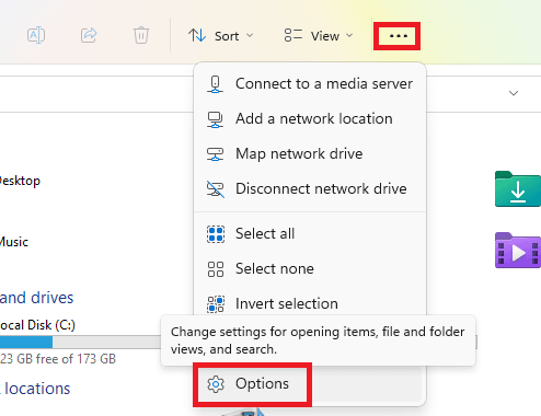 Open File Explorer Options Windows 11