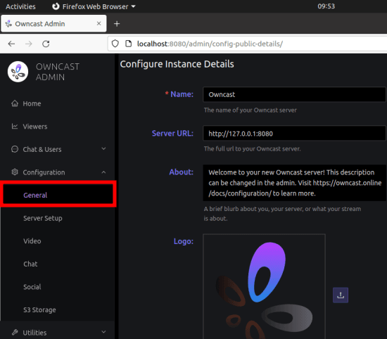 Owncast General Settings