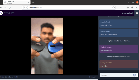 Owncast Live Stream with chat