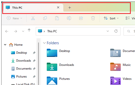 Tab Bar in Explorer