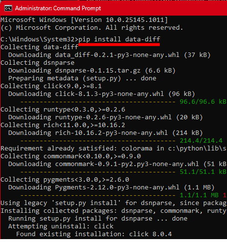 pip install data diff