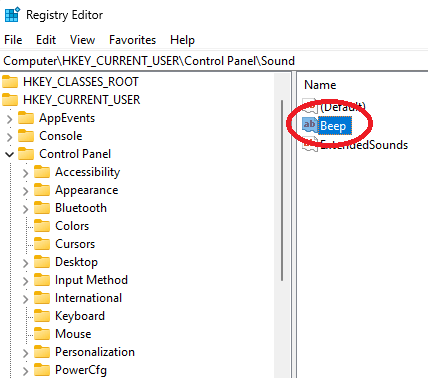Beep Registry Key