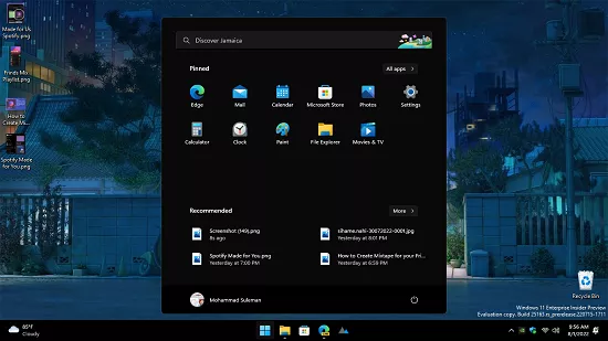 Black taskbar Windows 11