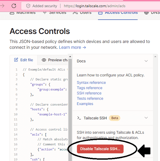 Enable Tailscale SSH