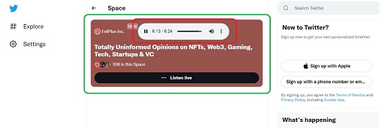 Listen to Twitter Spaces Audio