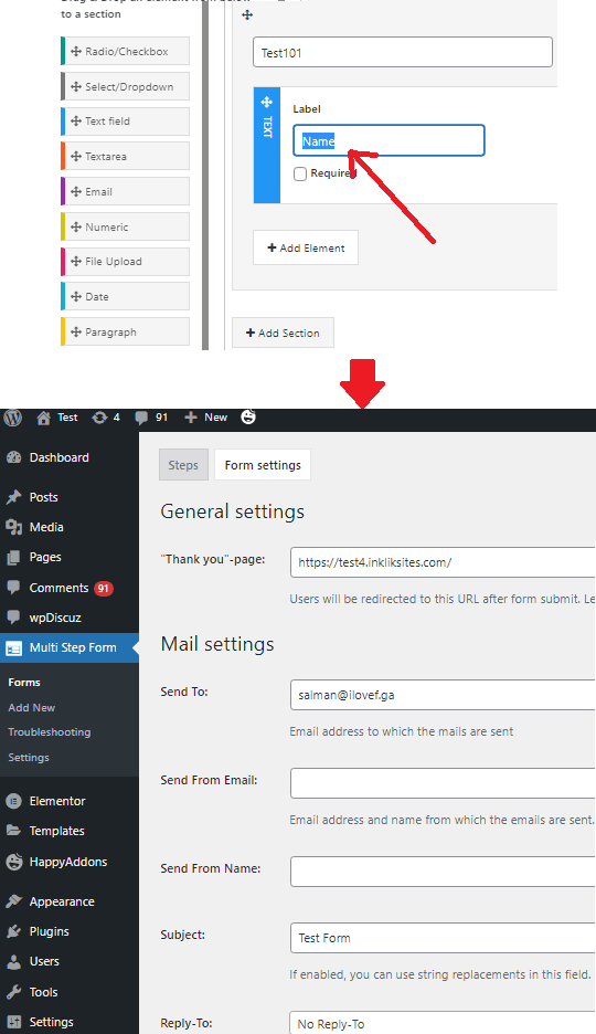 Form Settings Multi Form