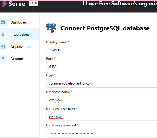 Serve Database Connection