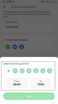 Set blocking period