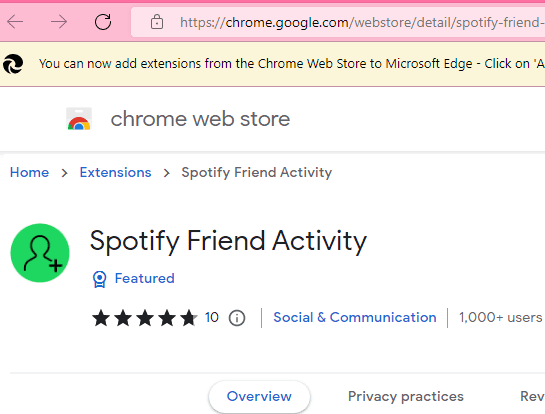 Spotify Friend Activity Install from Chrome