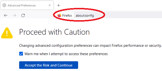 firefox about config