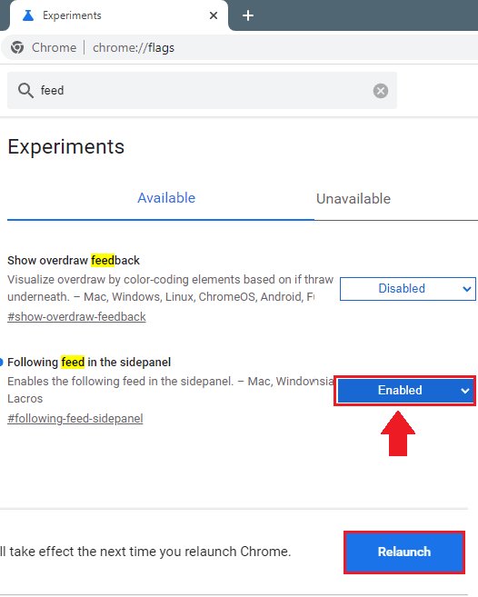 Chrome Enable Feed Flags