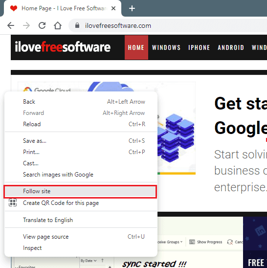 Follow site Chrome