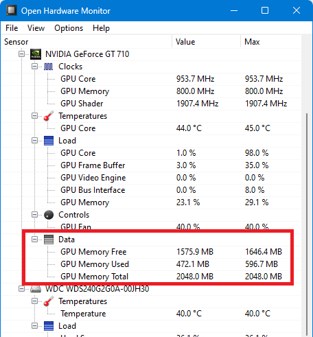 Open Hardware Monitor GPU Memory