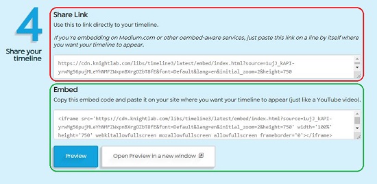Share or Embed Timeline Link