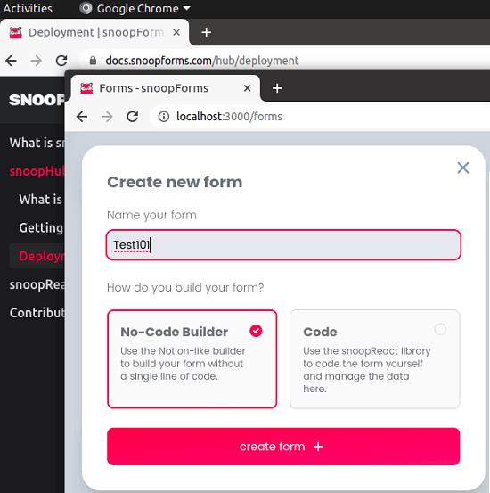 SnoopForms Create First Form