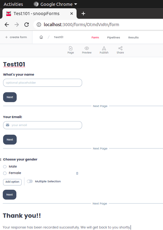 SnoopForms Form Created