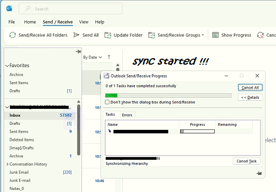 Sync Started Again